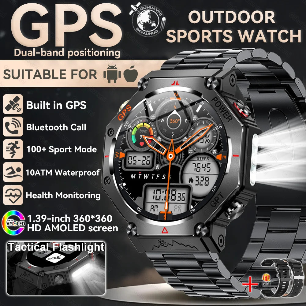 Smart Watch T-Rex 3 Bulit-In GPS Compass Altimeter Barometric Bluetooth Call