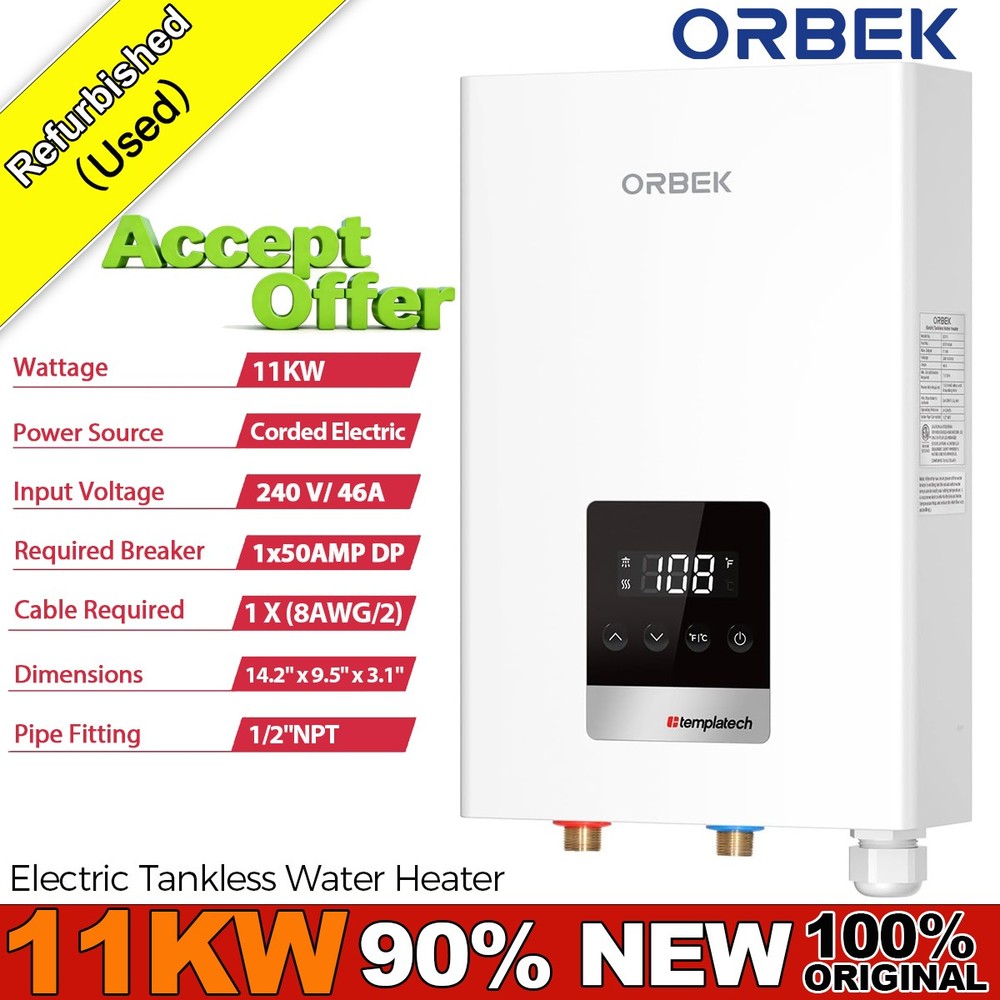 Used- 11KW Tankless Water Heater Electric Instant Hot On Demand Whole House 240V