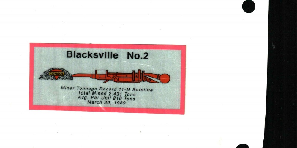 NICE BLACKSVILLE  2 CONSOL COAL CO. COAL MINING STICKER # 821
