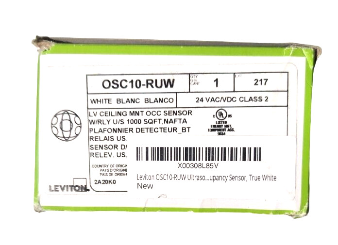 Leviton OSC10-RUW Low Voltage Ultrasonic 360° Occupancy Sensor Ceiling 1000sf