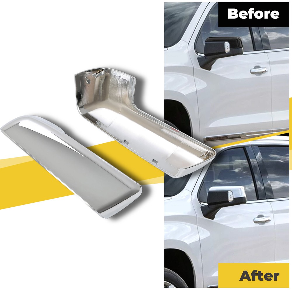 For Chevy Silverado 1500 2019-2024 Pickup Chrome Replacement Mirror Cap Covers