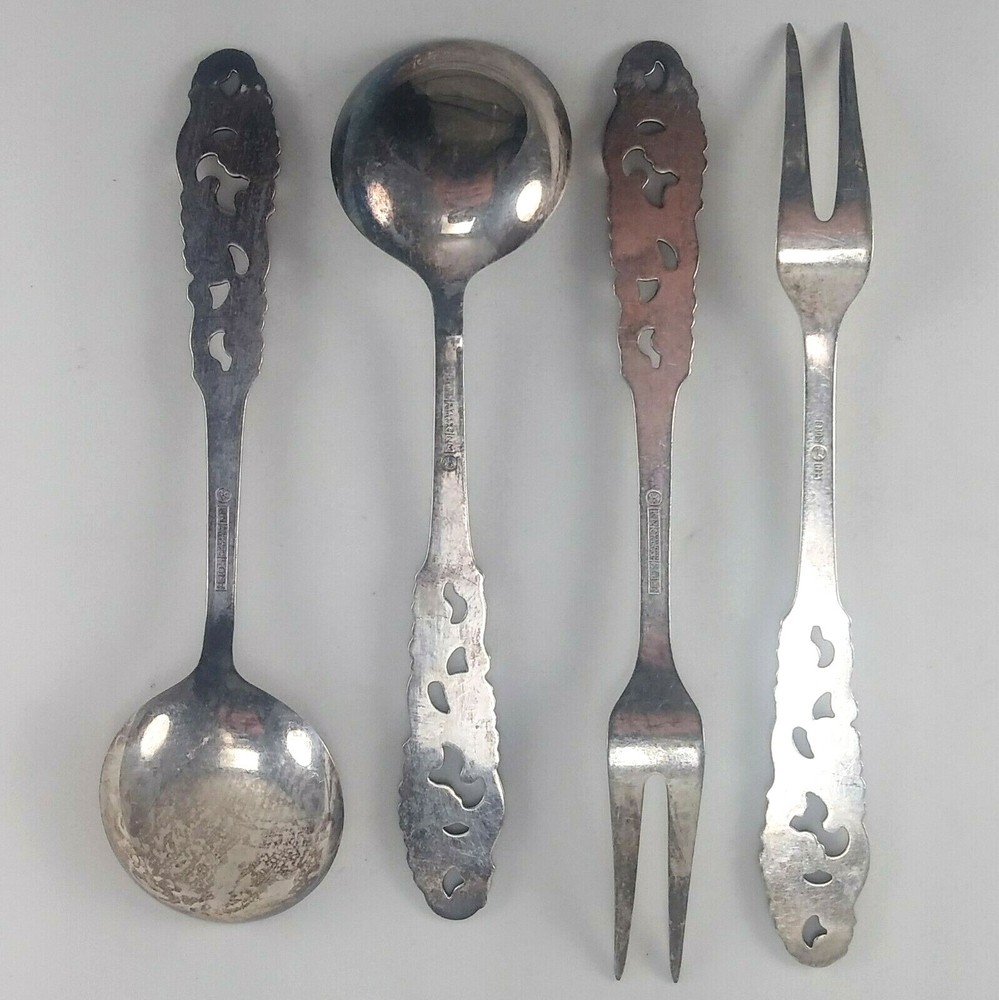 Brodrene Mylius Norway Tele Pattern 830 Silver Cocktail Fork & Soup Spoon Set
