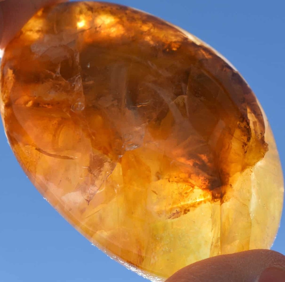 Yellow Hematoid Quartz Palm Stone #14