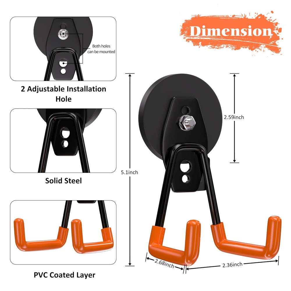 Strong Magnetic Hooks Heavy Duty - Neodymium Medium, Orange