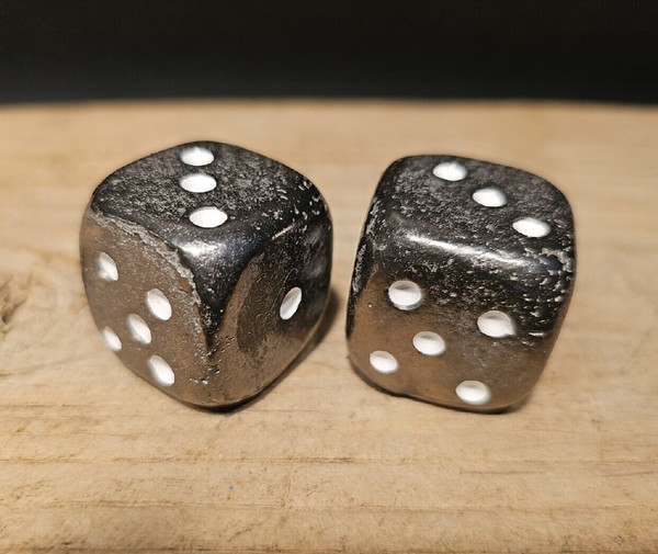 1" Dice Solid Iron With Antique Finish and Rounded Corners (Set Of 2)