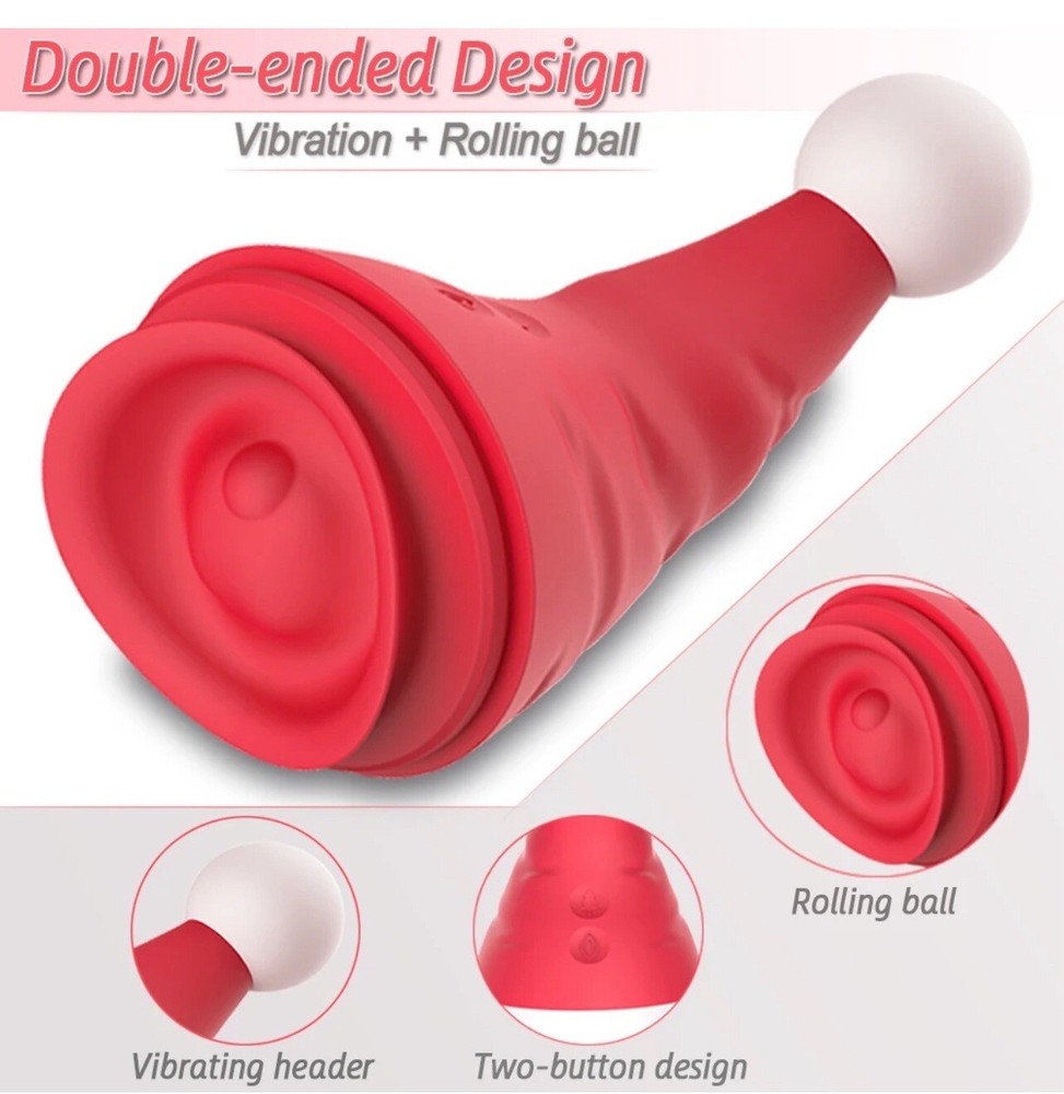 Santa Hat 10 Mode Double Ended Rolling Bead Magical Vibrating Butt Plug Dildo