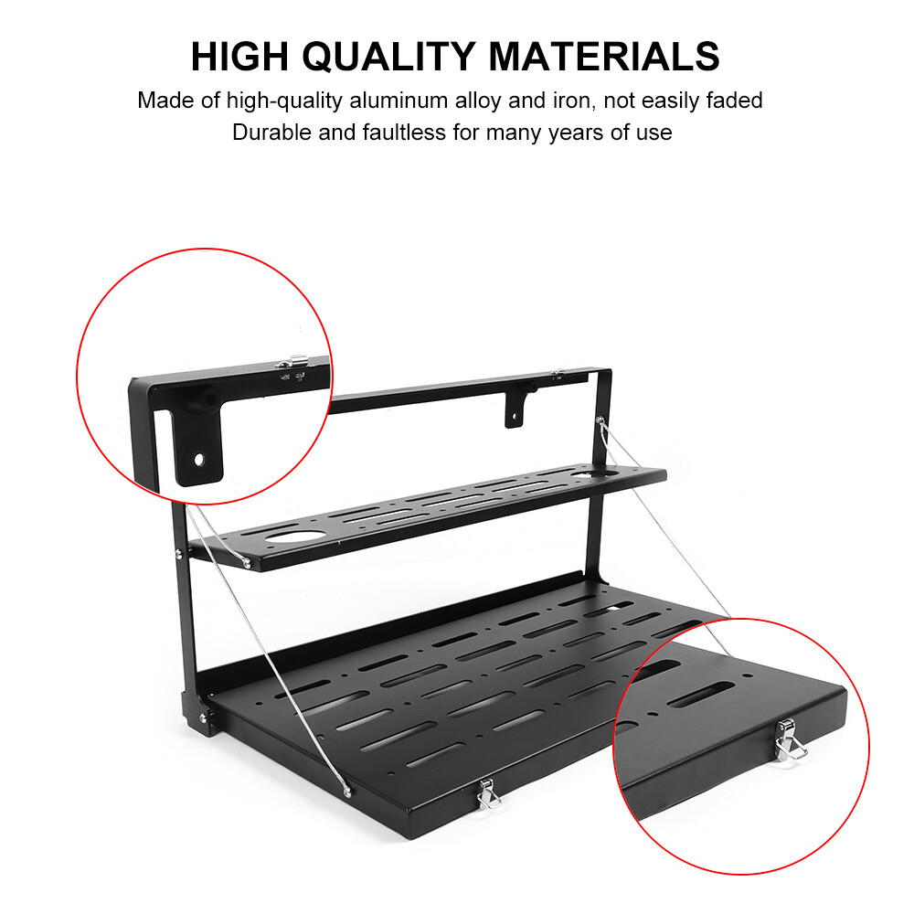 Foldable 2 Layer Tailgate Table Storage Cargo Shelf For Jeep Wrangler JL JLU 18+