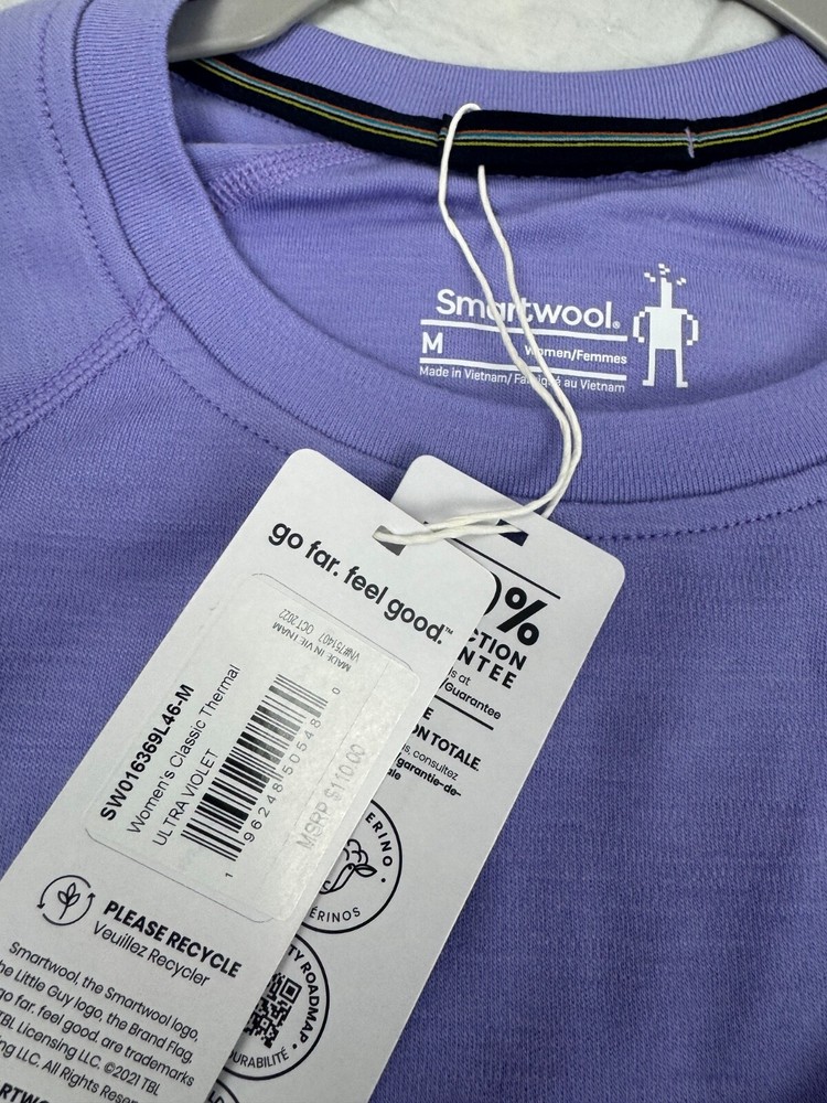 Smartwool Ski Base Layer, Classic Thermal Top, 100% Wool, Women's, New