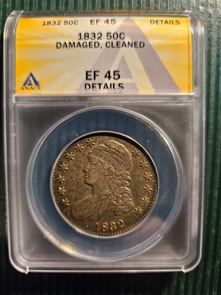 1832 Capped Bust Half Dollar ANACS Extra Fine 45 Details
