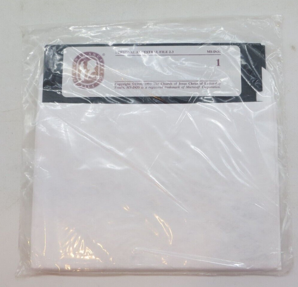 Personal Ancestral File 2.3 5.25" Floppy Disks LDS Church Computer Software Disc