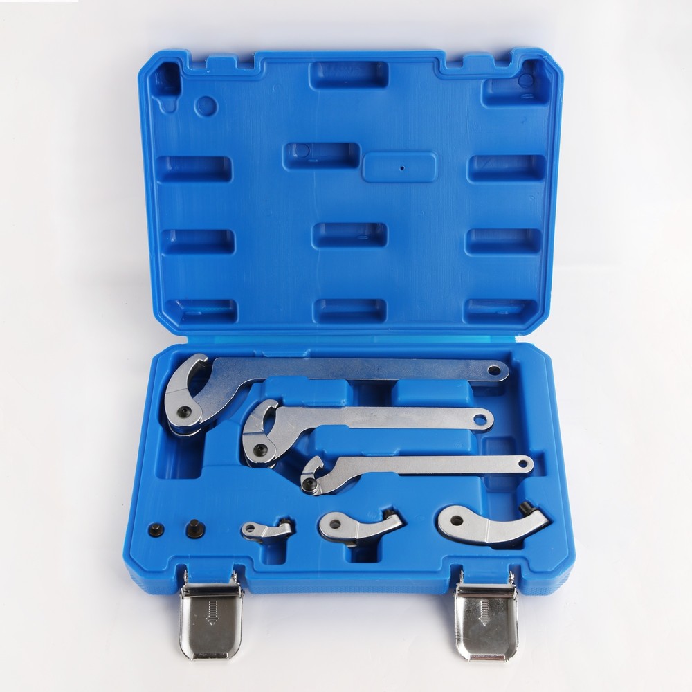 Hook And Pin Wrench Spanner Tool With C Spanner 6pc Adjustable Set 35 - 120mm