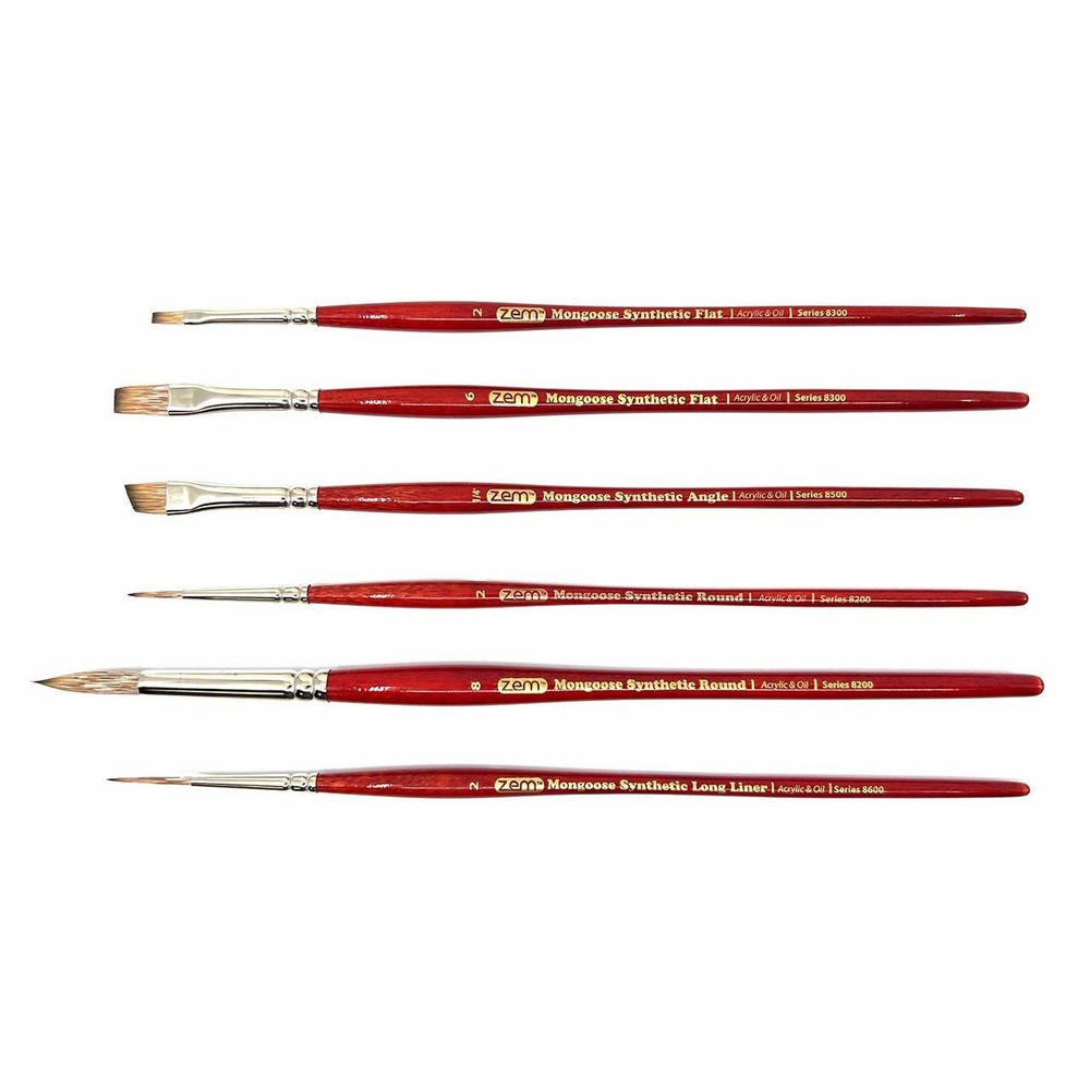 AS-216 Mongoose Synthetic Combo Brush Set 6 pcs
