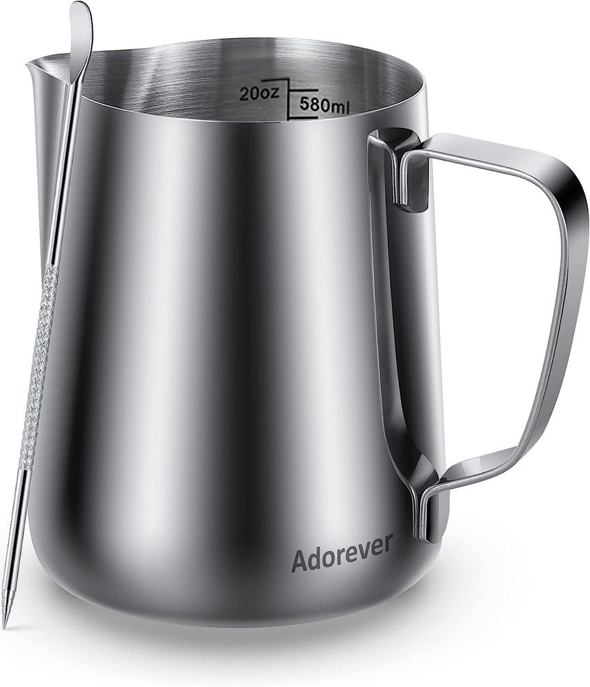 Milk Frothing Pitcher, 20Oz Steaming Pitcher Stainless Steel Espresso Machine