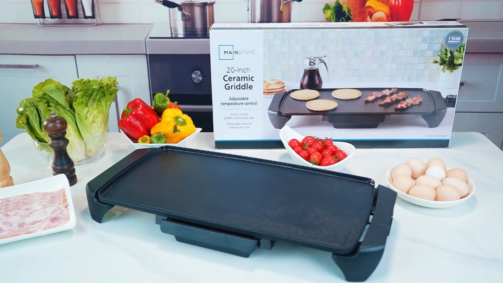 20 Inch Mainstays Electric Griddle Non-Stick Ceramic 1500W Adjustable Temp