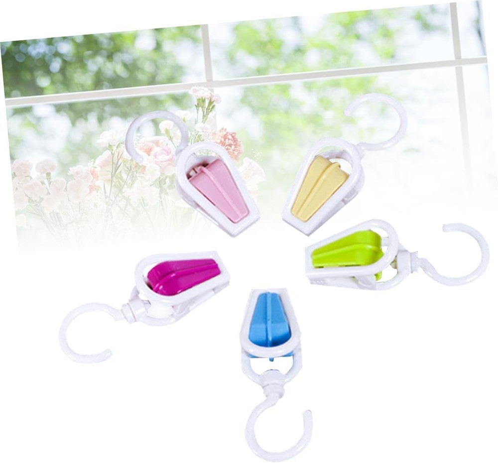 5 Pcs Colourful Portable Plastic Strong Swivel Hook Rotating Laundry Clothes