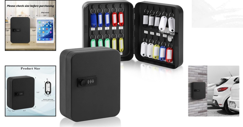Heavy-Duty 20-Key Storage Solution with Combination Lock for Offices & Homes