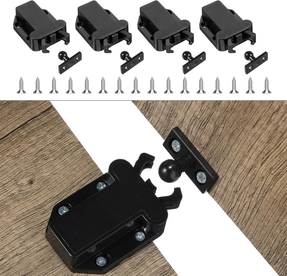 4Pack Push Latches for Cabinets Drawer Door Self-Locking Push to Open Hardware