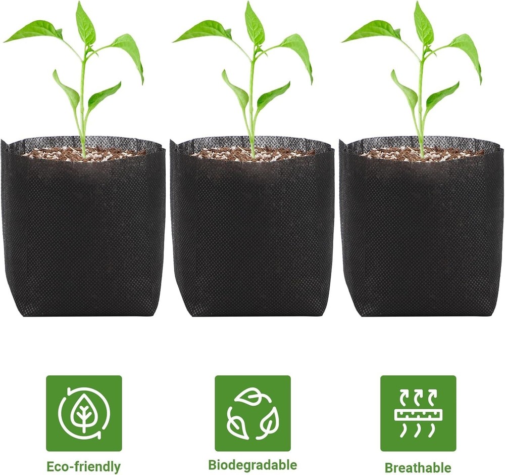 100PCS Biodegradable Seedling Nursery Bags for Easy Transplanting