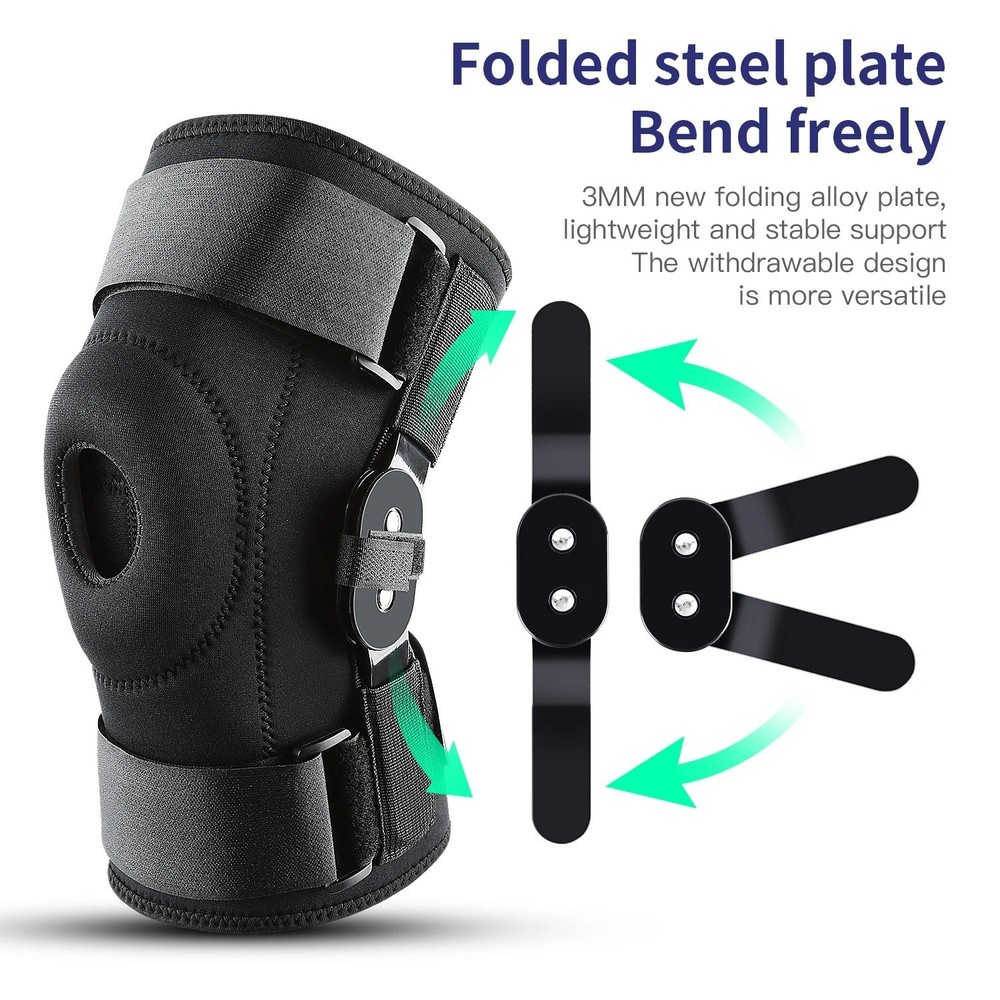 Knee Brace Compression Sleeve Hinged Joint Support Open Patella Stabilizer Wrap