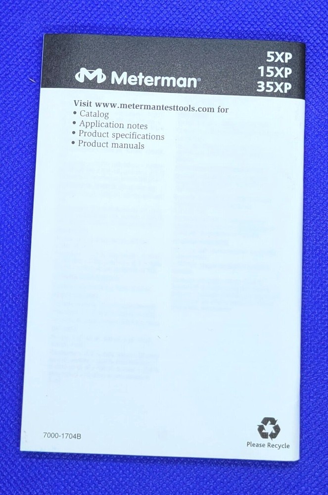 Meterman Compact Digital Multimeters User Manual - 5XP - 15XP - 35XP