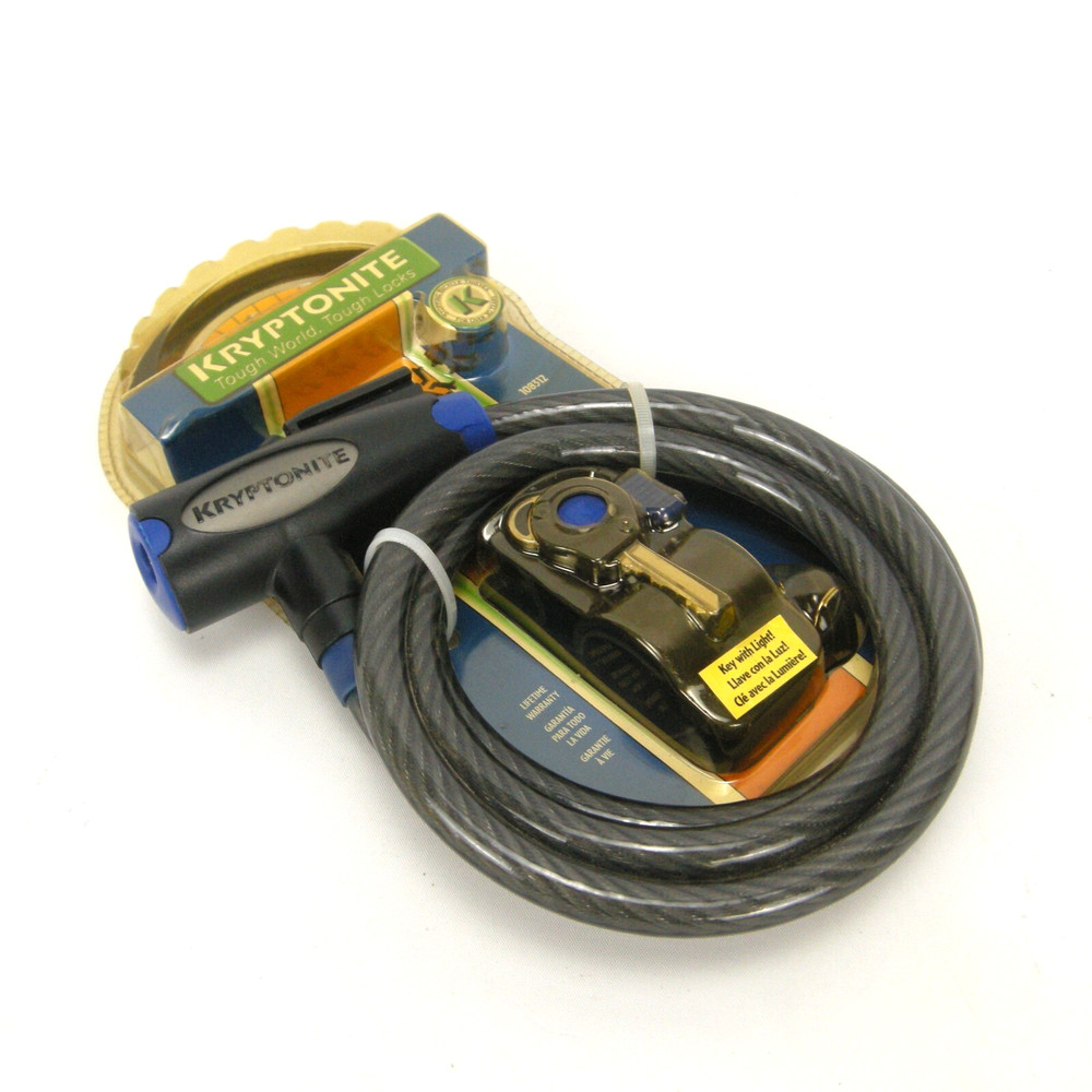 Kryptonite 5' x 12mm Key Cable Bicycle Lock w Light NOS