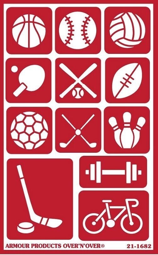 Armour Reusable Over n Over Glass Etching Stencil - Sports