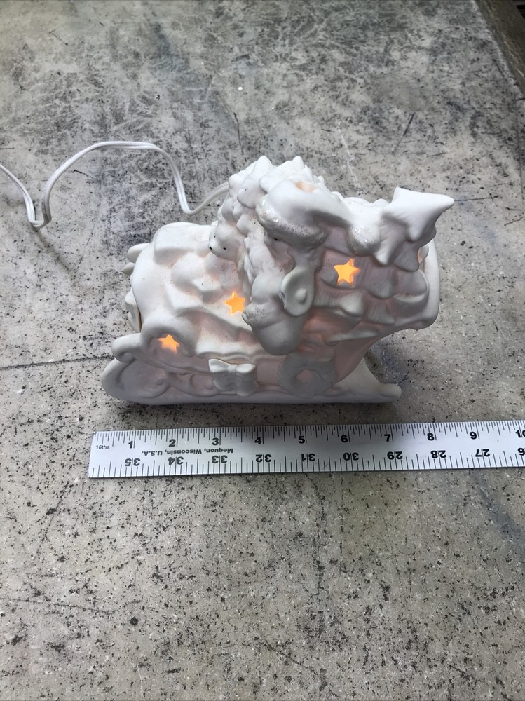 Lincolnshire Santa Sleigh Night Light Tabletop Ceramic - Switch Read - Fast Ship
