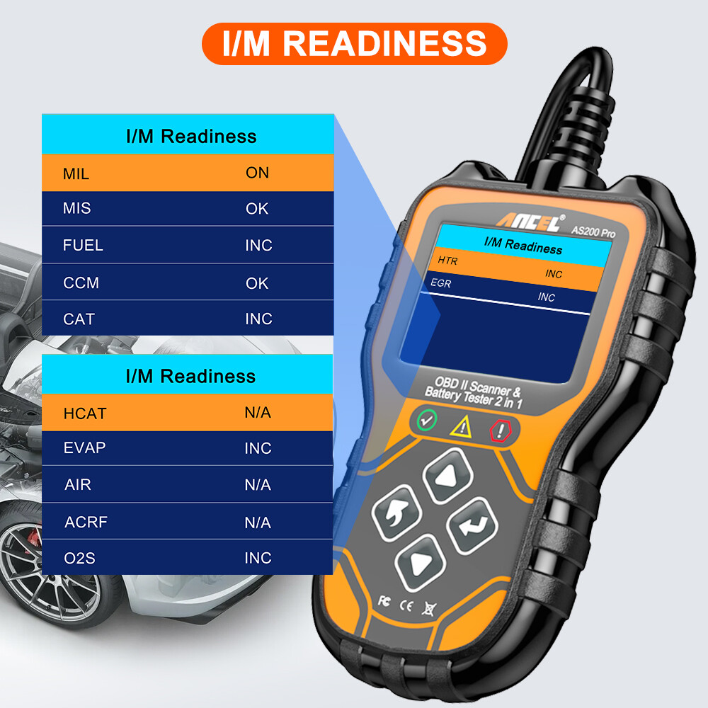 ANCEL AS200 Pro 2 In 1 OBD2 Scanner & Battery Test Diagnostic Tool Check Engine