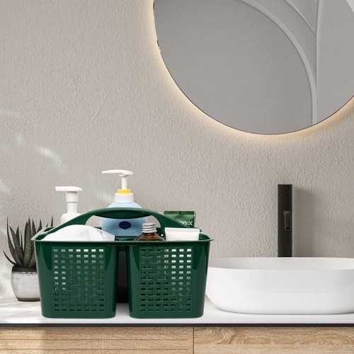 Portable Shower Caddy, Caddy Organizer with Handle, Plastic Shower Green