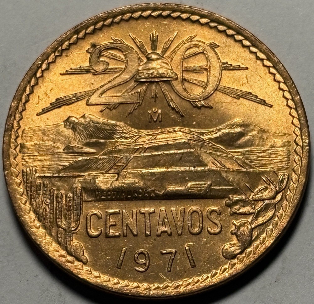 🇲🇽 1971 Mexico 20 Centavos — Uncirculated MS 🔥