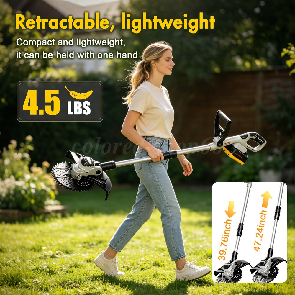 Electric Cordless Grass String Trimmer Lawn Edger Weed Wacker Cutter + 2 Battery