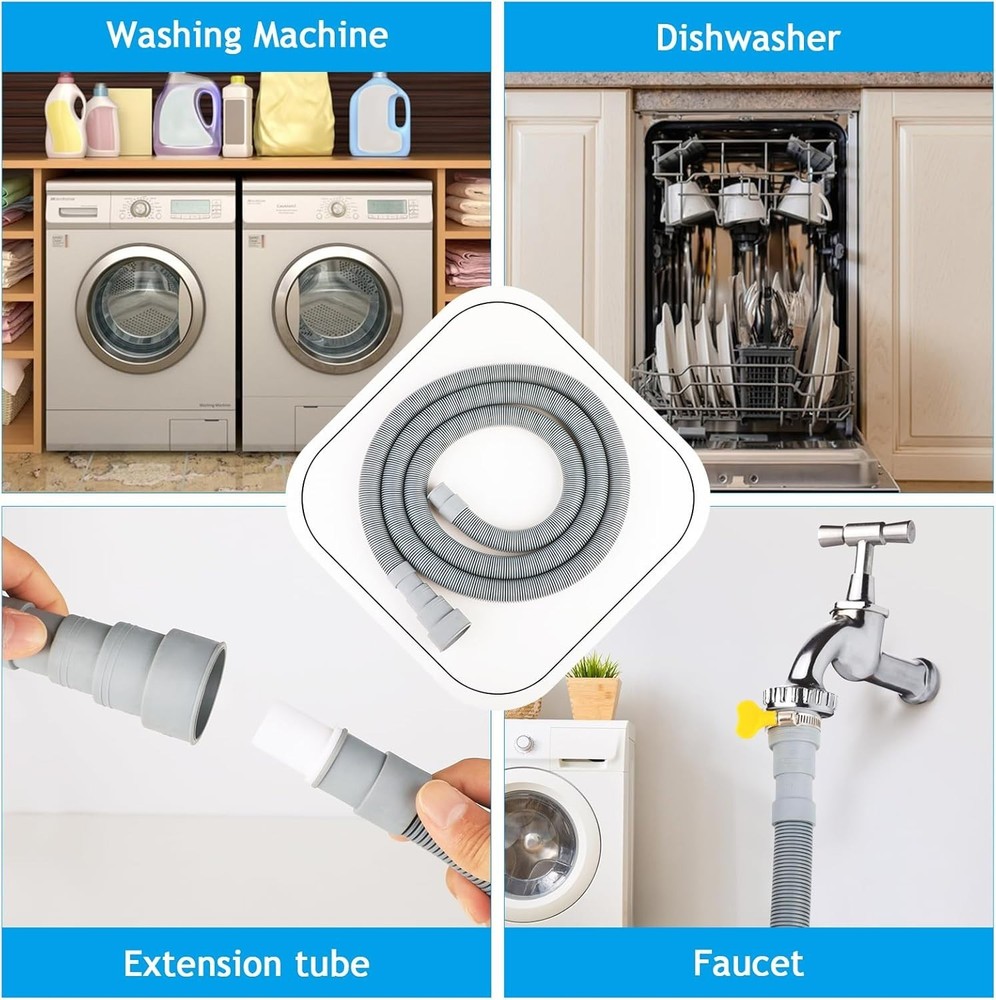 Washing Machine Drain Hose, Universal Dishwasher Hose White