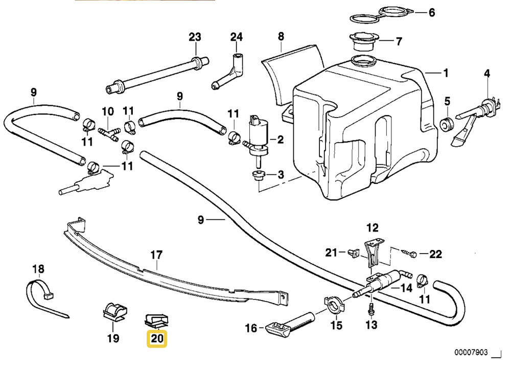 Cable holder for BMW E-31 E-32 E-34 E-36
