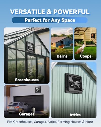 12” Wall Mounted Shutter Exhaust Fan - EC Motor, Remote ＆ Speed Controller, 12"