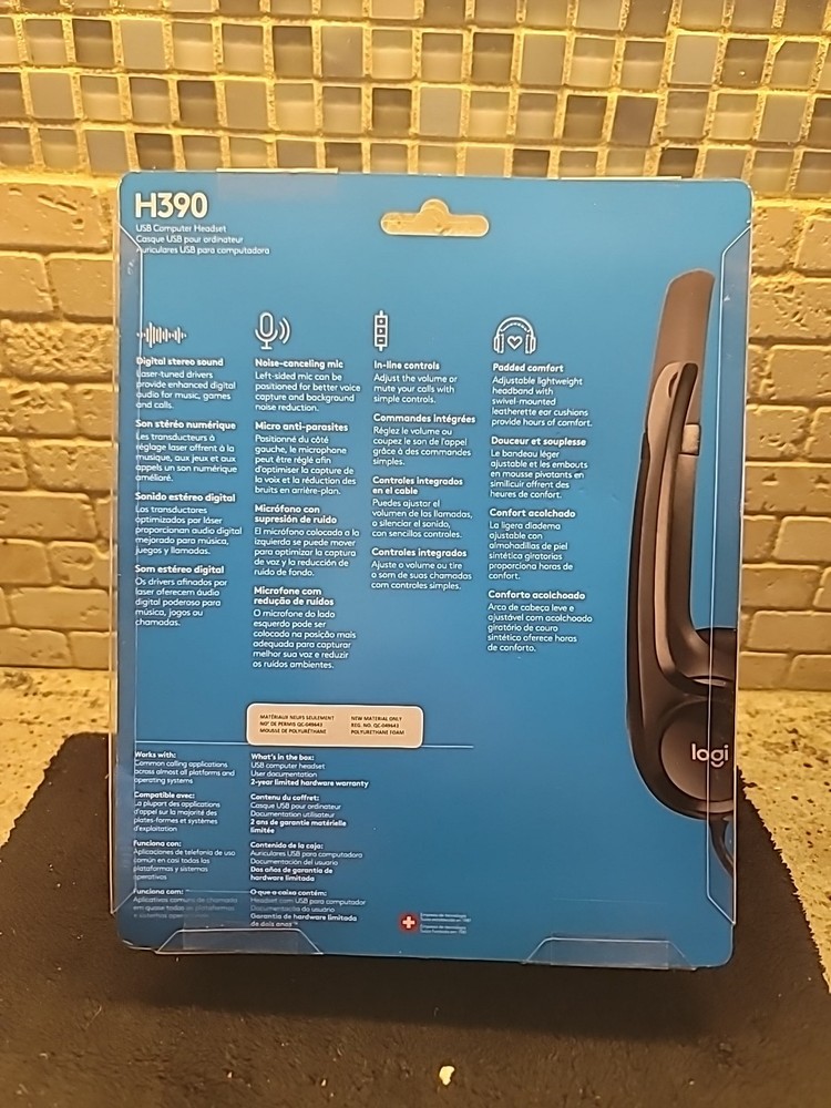 Logitech H390 USB Adjustable Computer PC Headset with Microphone Over the Ear
