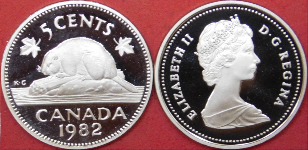 Proof 1982 Canada 5 Cents From Mint's Set