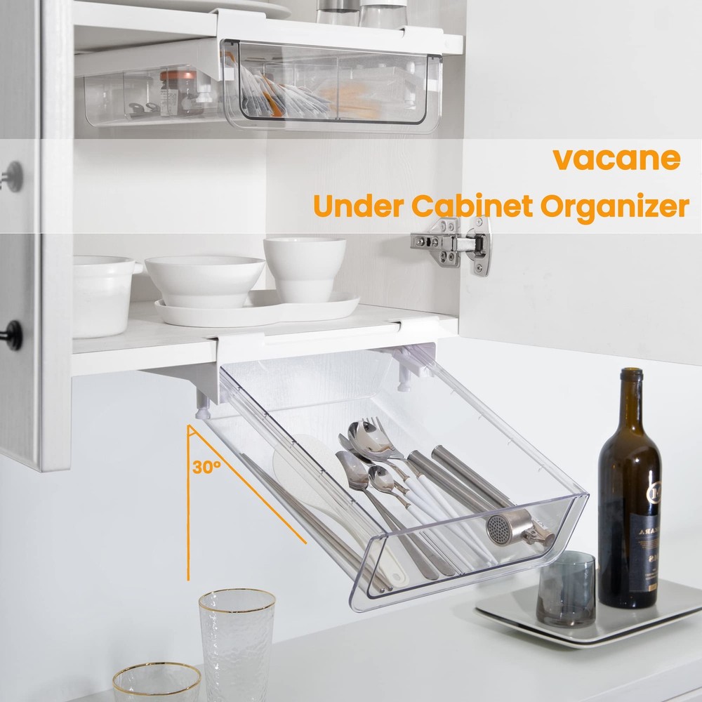 vacane Refrigerator Organizer Drawer,Under Shelf Pull Out Drawer with Divider...