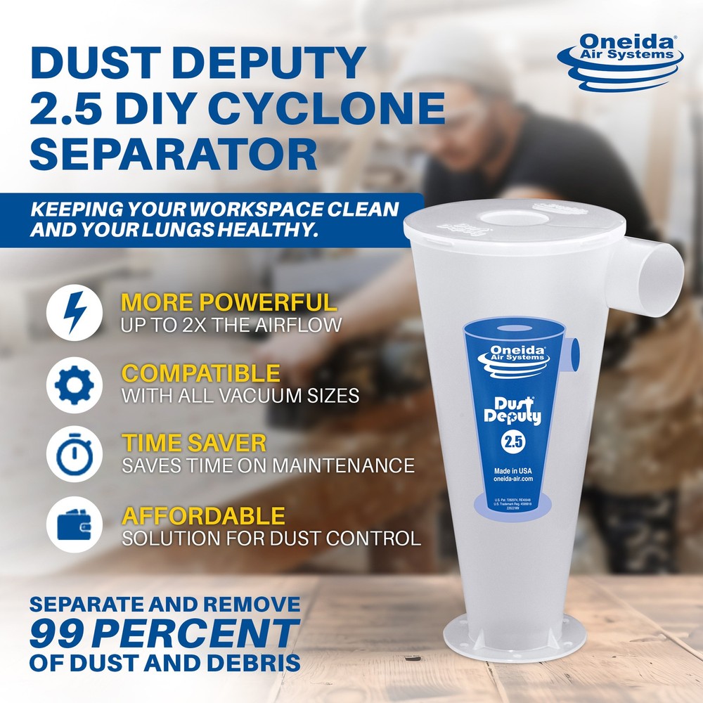 Dust Deputy 2.5 DIY Cyclone Separator, Accessory Only, Clear (Open Box)