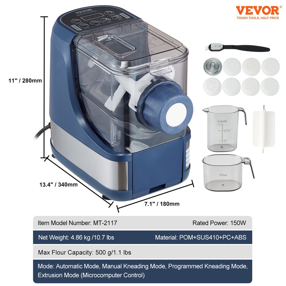 VEVOR Electric Pasta Maker Automatic Noodle Making Machine with 8 Pasta Shape