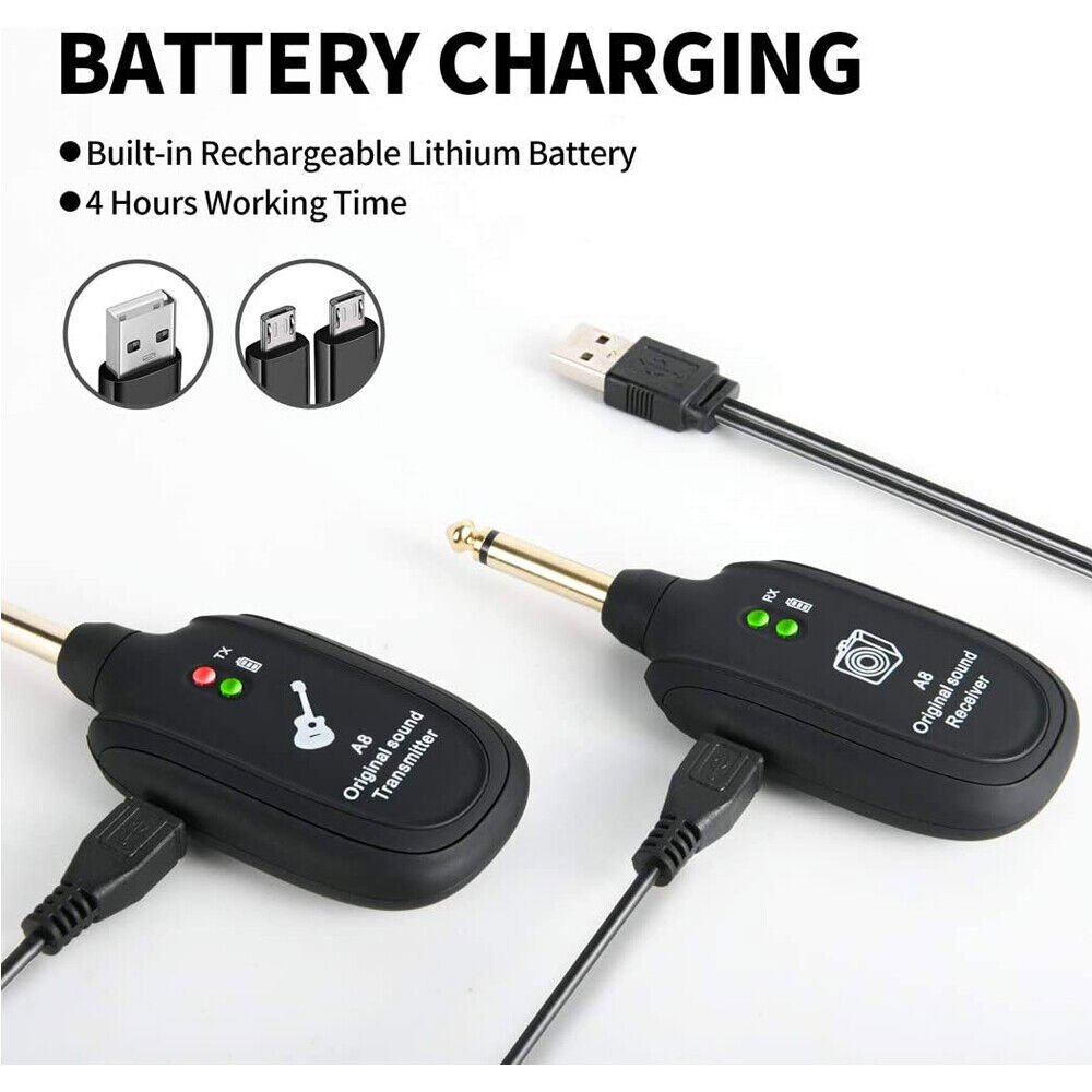 INGPARTNER Wireless Guitar System Transmitter Receiver fit Bass Digital 100ft