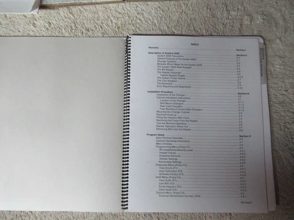 STANDARD CHANGER SYSTEM 500E arcade game manual