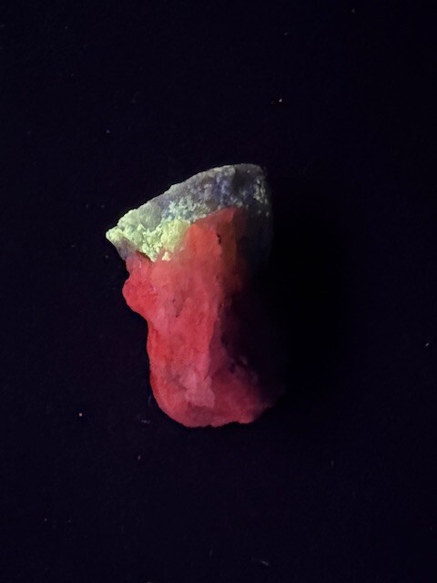 A++ FLUORESCENT AFGHANITE CRYSTAL ON CALCITE, AFGHANISTAN
