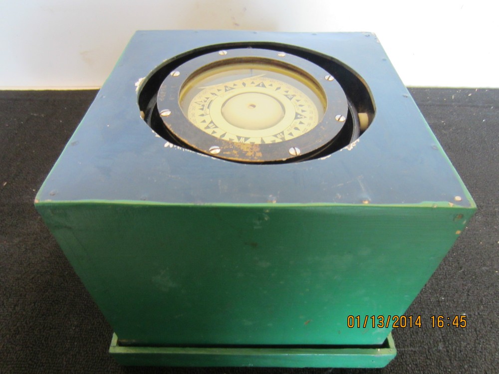 MARITIME, NORWEGIAN, BOXED, BRASS WET COMPASS