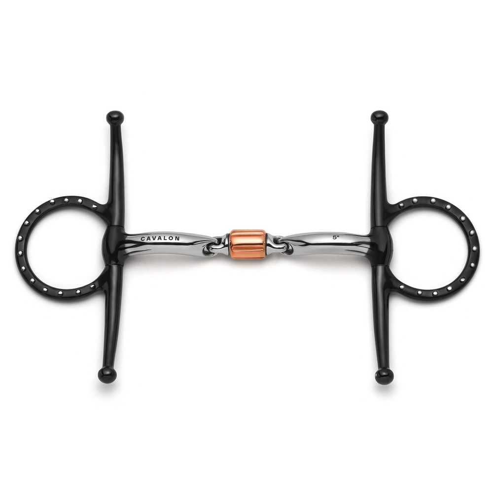 Cavalon Full Cheek 3-Piece Cricket Roller Silver Dotted Snaffle Bit