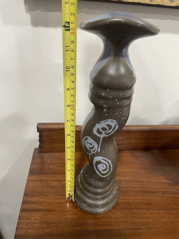 Dan Lasser Studio Art Pottery Ceramic Candlestick Holder- Signed 12”
