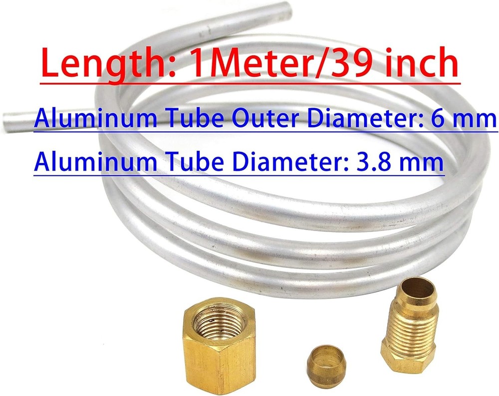 0.24" Aluminum Tubing with Olive Fittings for Gas Water Heater - 1m