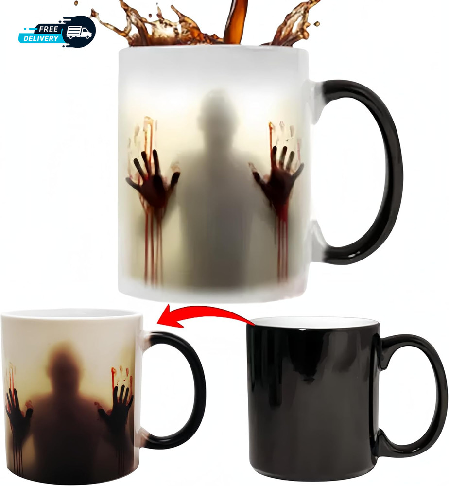 Color Changing Halloween Ceramic Coffee Cup Thermal Horror Mug Spooky Cup