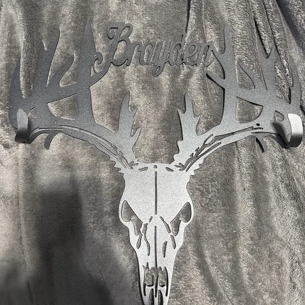 custom metal bow holder.man cave, deer