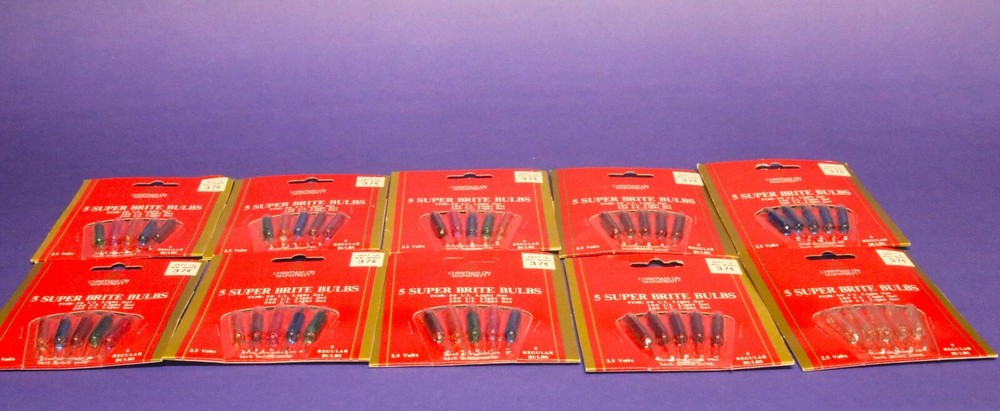 50 Super Bright Mini Replacement Bulbs 2.5 Volts 30-Mixed 10-Red 5-Blue 5-Clear