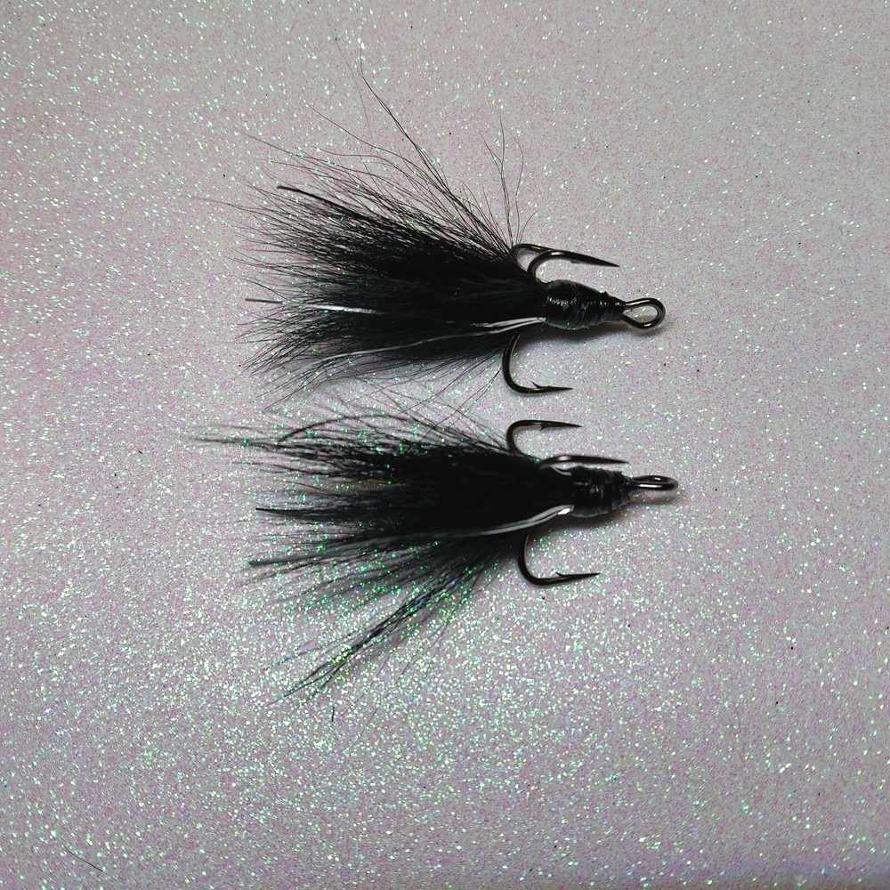 2 pack #2 Mustad dressed Musky Pike bucktail treble hooks.